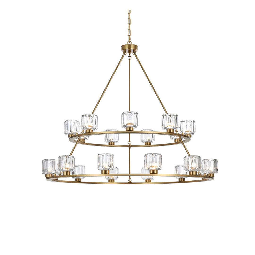 48 Inch Two-Tier Chandelier In Satin Gold - View 4 - Joshua Marshal