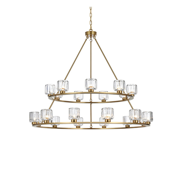 48 Inch Two-Tier Chandelier In Satin Gold - View 4 - Joshua Marshal