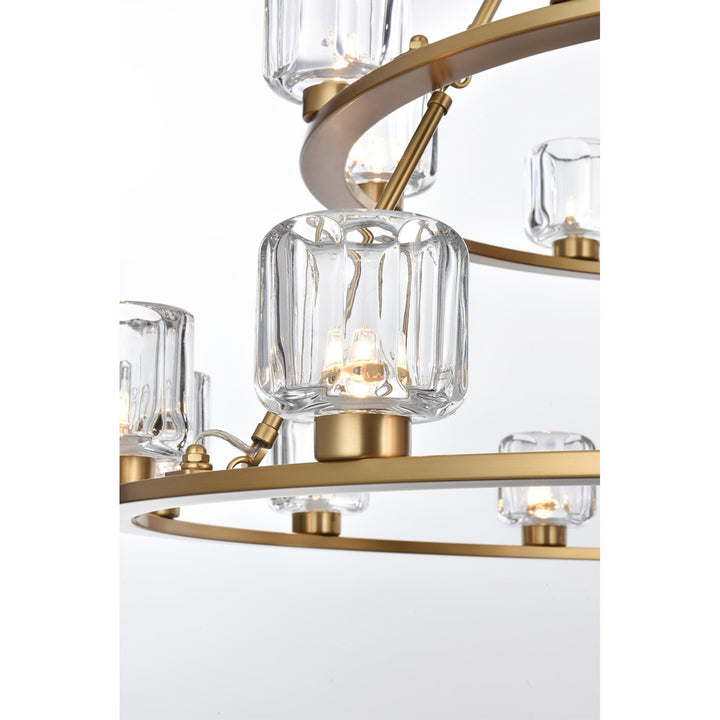48 Inch Two-Tier Chandelier In Satin Gold - View 5 - Joshua Marshal