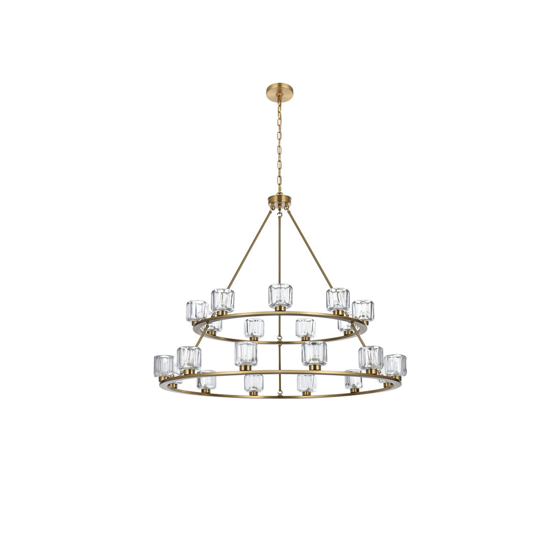 48 Inch Two-Tier Chandelier In Satin Gold - View 6 - Joshua Marshal