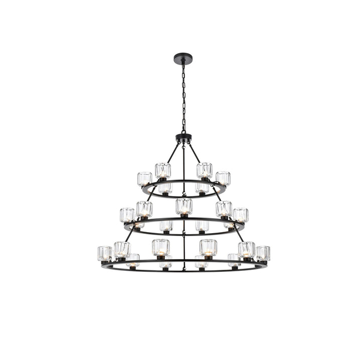 48 Inch Three-Tier Chandelier In Black - View 3 - Joshua Marshal