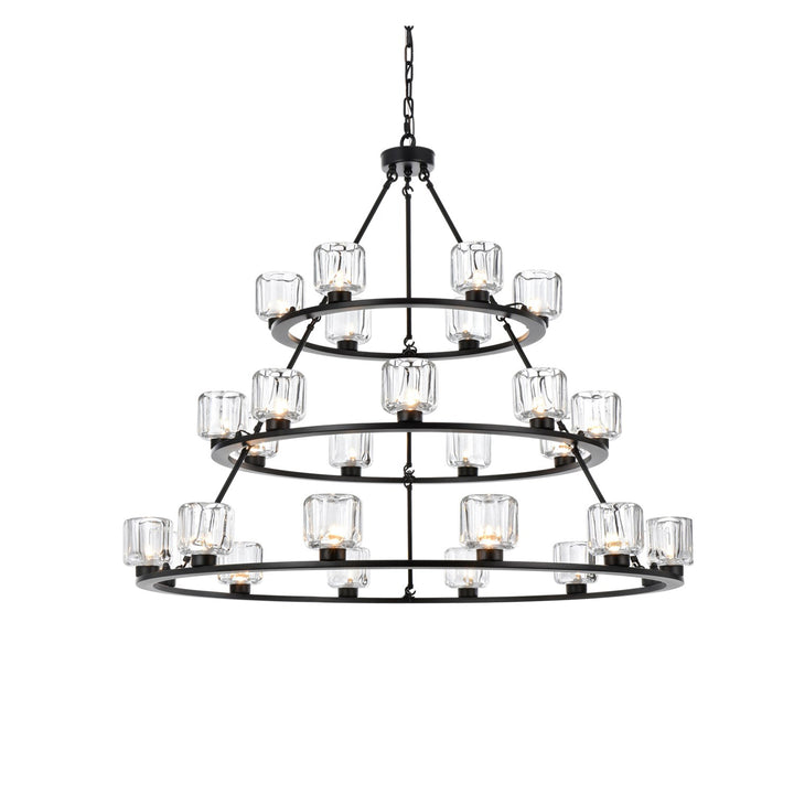 48 Inch Three-Tier Chandelier In Black - View 4 - Joshua Marshal
