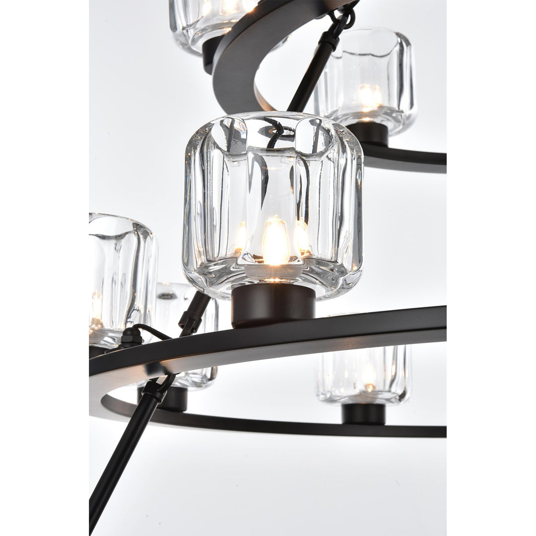 48 Inch Three-Tier Chandelier In Black - View 5 - Joshua Marshal