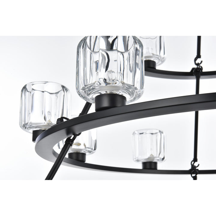 48 Inch Three-Tier Chandelier In Black - View 6 - Joshua Marshal