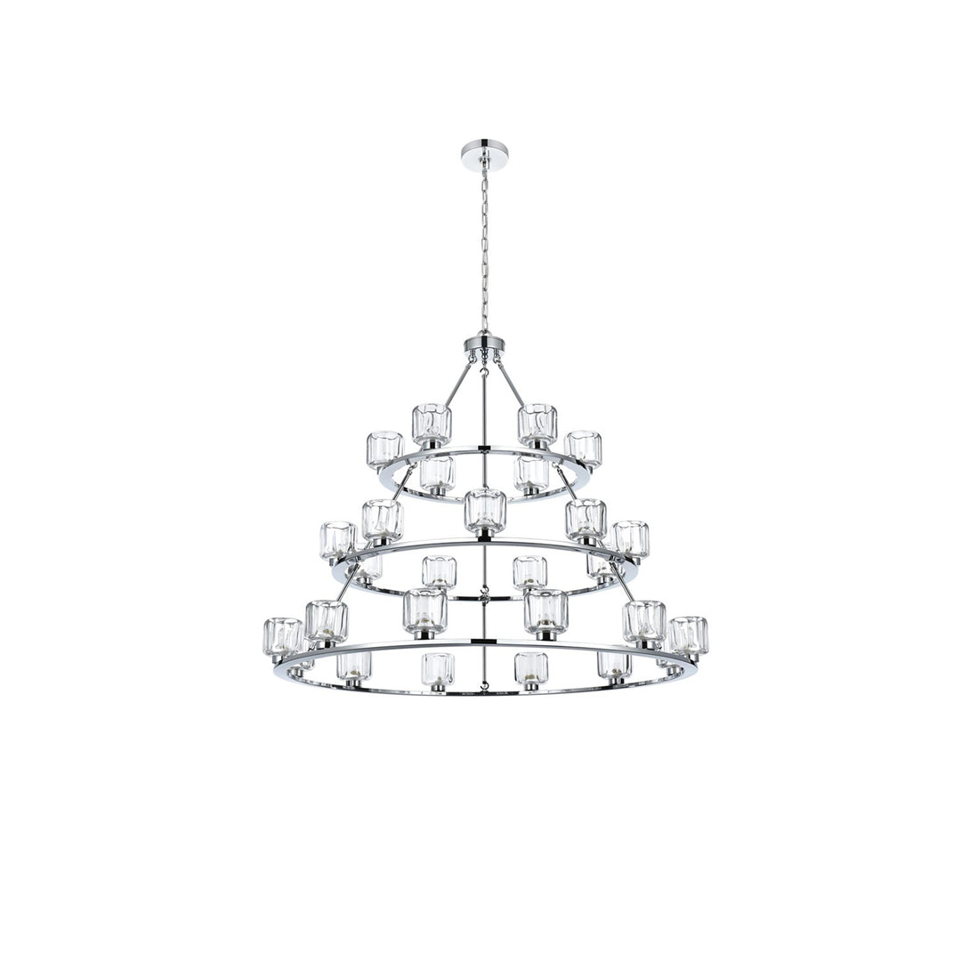 48 Inch Three-Tier Chandelier In Chrome - View 3 - Joshua Marshal