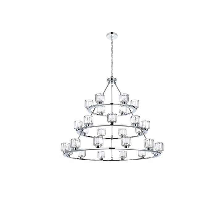 48 Inch Three-Tier Chandelier In Chrome - View 3 - Joshua Marshal