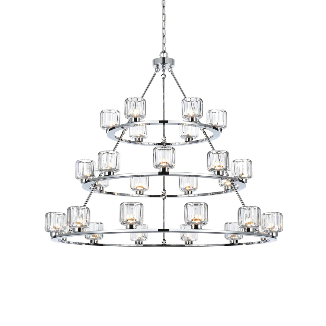 48 Inch Three-Tier Chandelier In Chrome - View 4 - Joshua Marshal