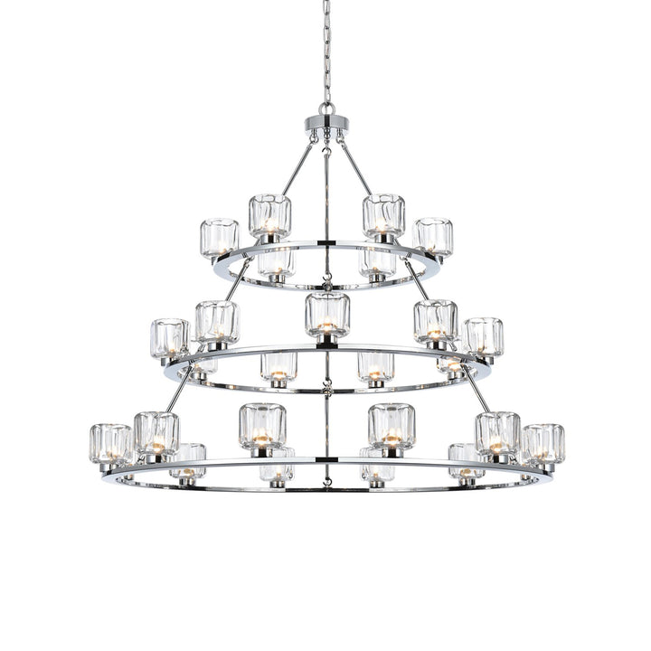 48 Inch Three-Tier Chandelier In Chrome - View 4 - Joshua Marshal