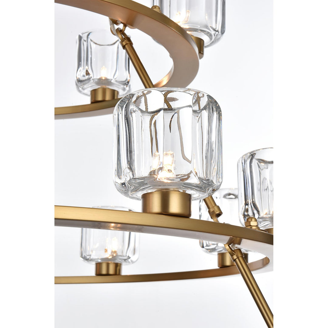 48 Inch Three-Tier Chandelier In Satin Gold - View 5 - Joshua Marshal