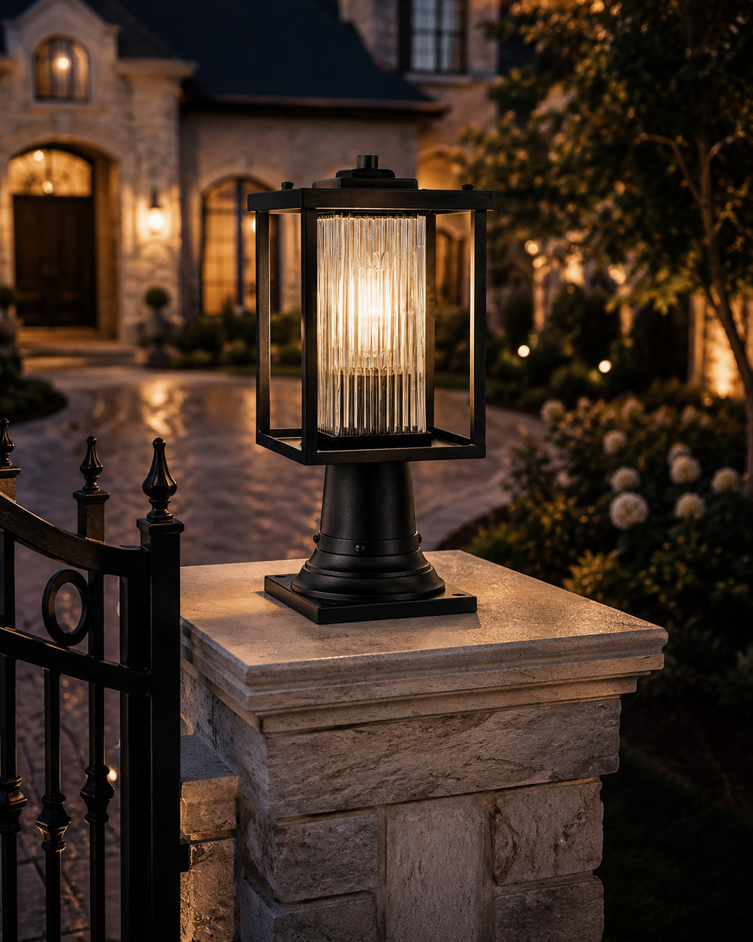 7 Inch Outdoor Post Light In Black - View 2 - Joshua Marshal