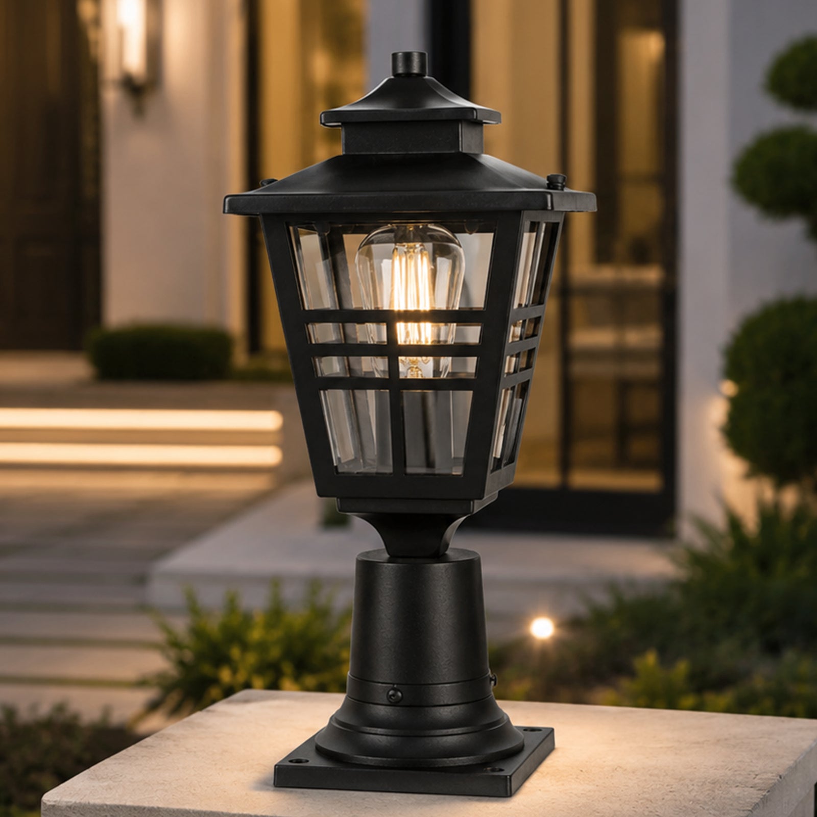 7 Inch Outdoor Post Light In Black Black Finish - LIGHTING by Joshua Marshal