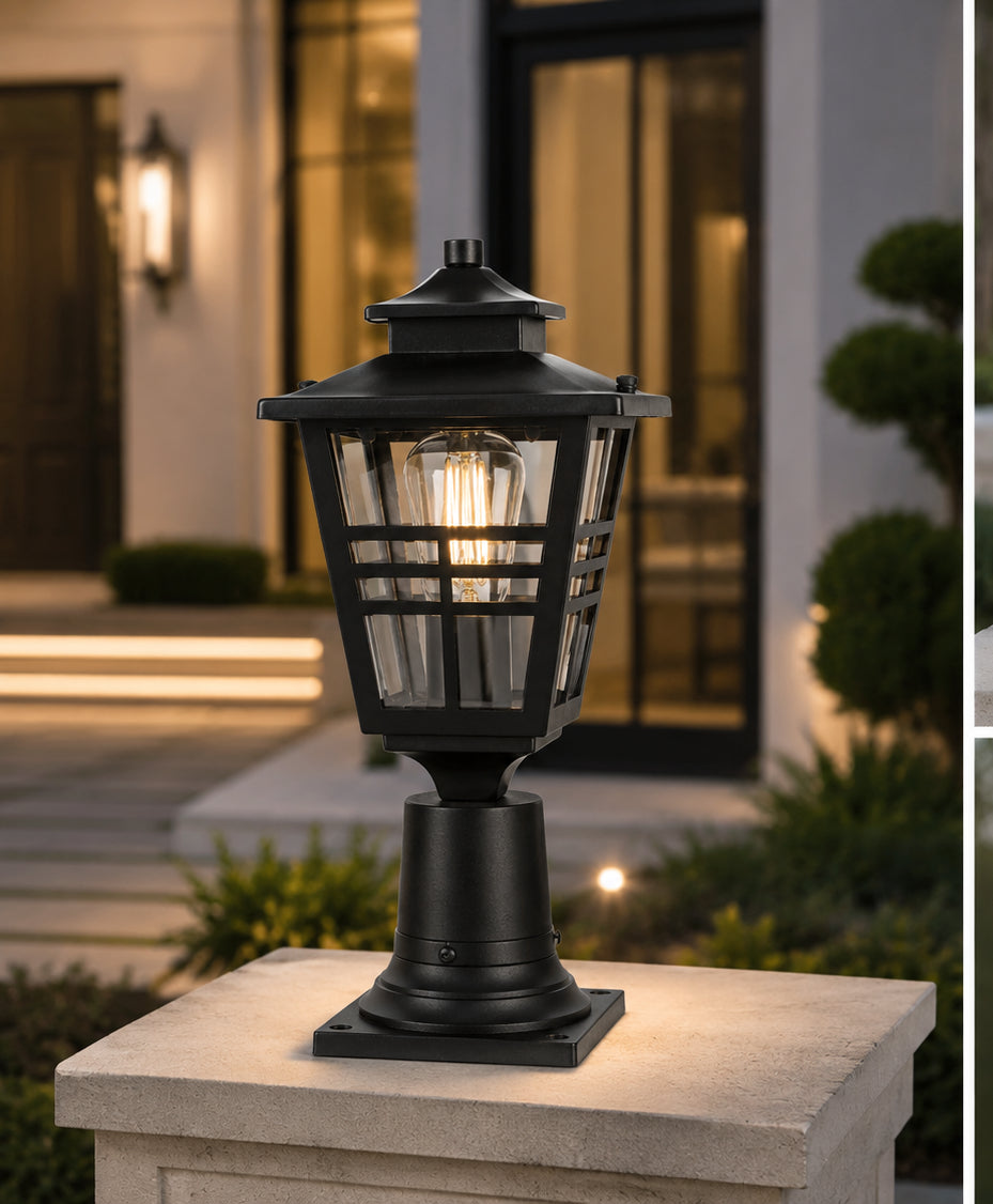 7 Inch Outdoor Post Light In Black - View 2 - Joshua Marshal