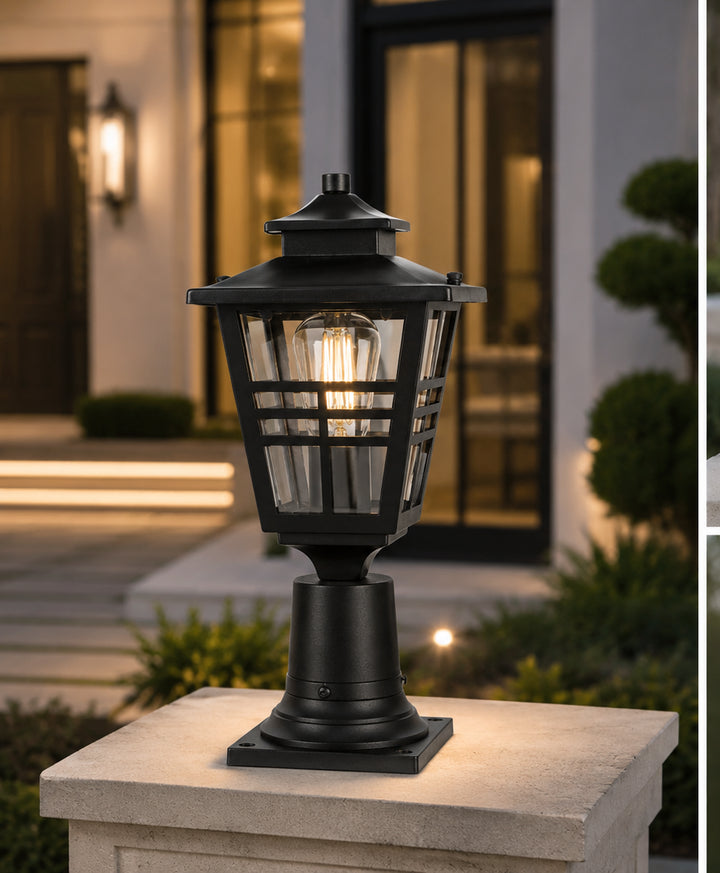 7 Inch Outdoor Post Light In Black - View 2 - Joshua Marshal