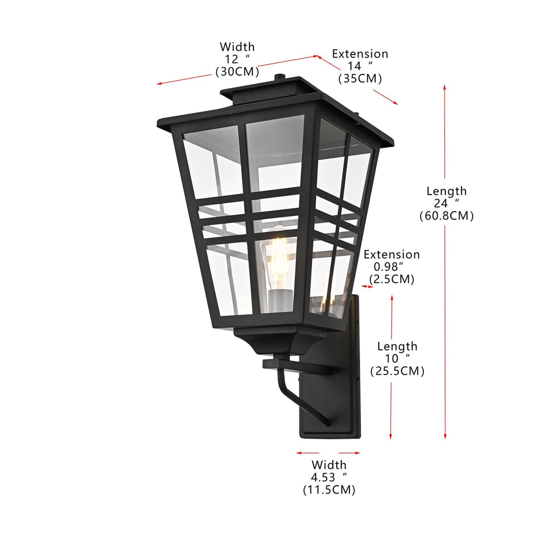 12 Inch Outdoor Wall Sconce In Black - View 6 - Joshua Marshal