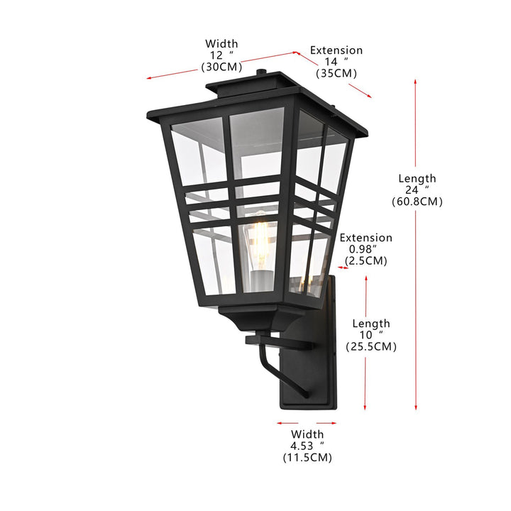 12 Inch Outdoor Wall Sconce In Black - View 6 - Joshua Marshal