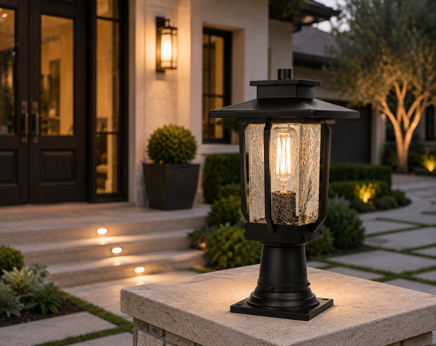 7 Inch Outdoor Post Light In Black - View 2 - Joshua Marshal