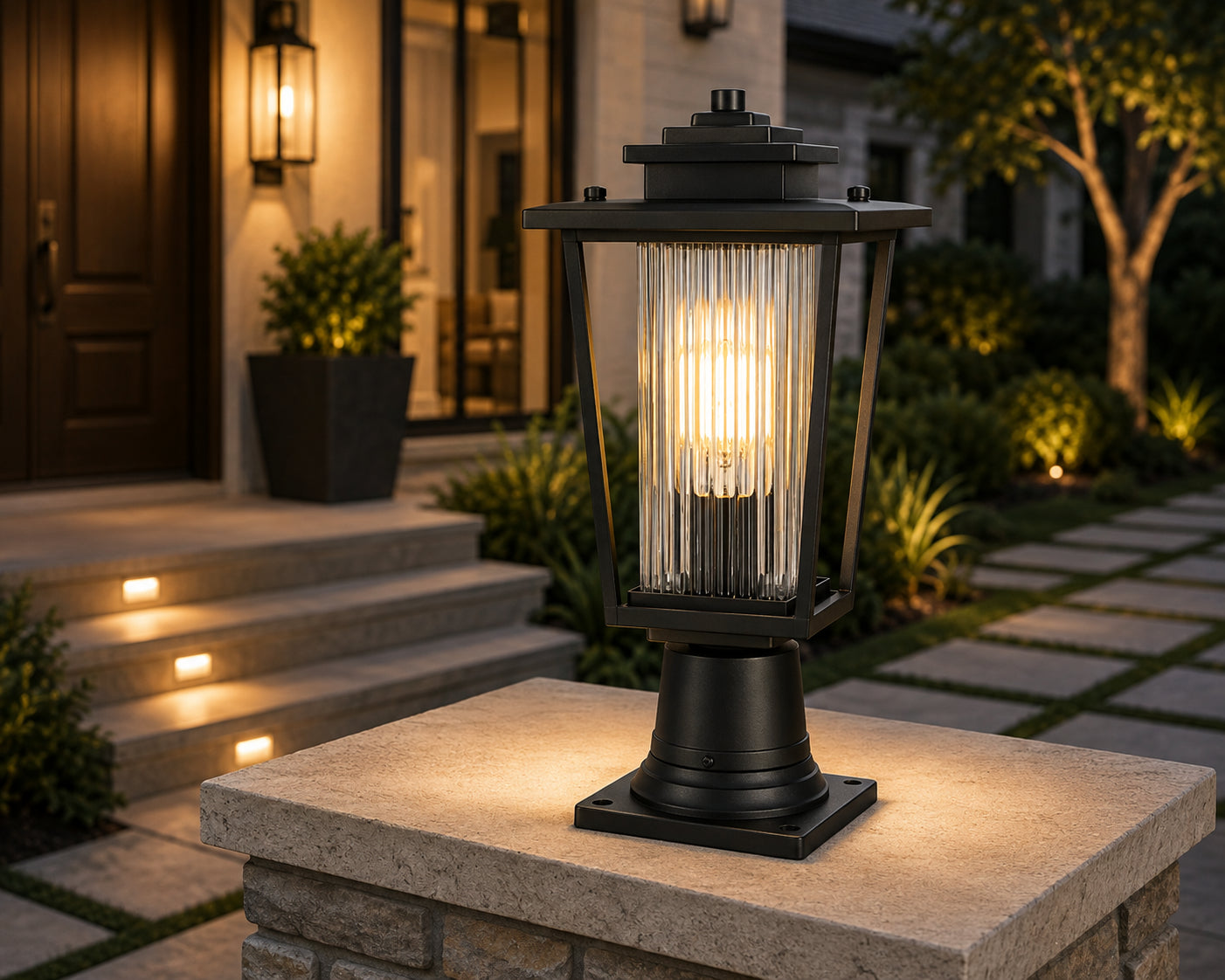 6.5 Inch Outdoor Post Light In Black - View 2 - Joshua Marshal