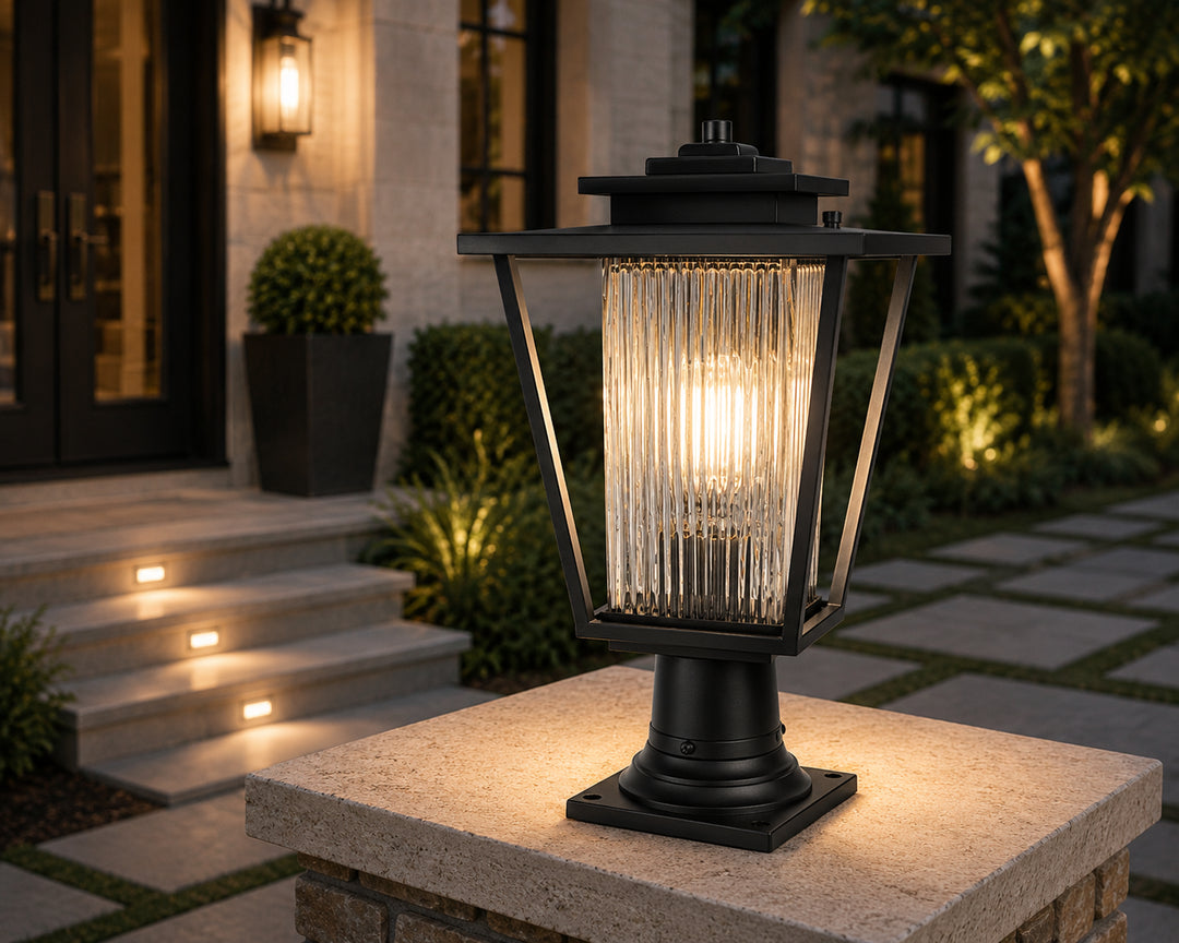 10 Inch Outdoor Post Light In Black - View 2 - Joshua Marshal