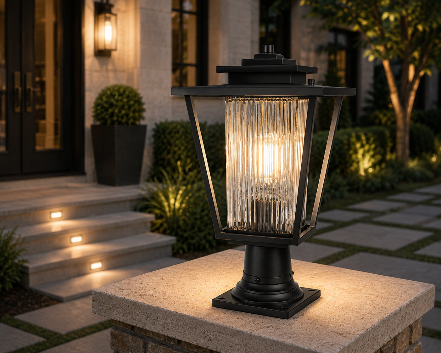 10 Inch Outdoor Post Light In Black - View 2 - Joshua Marshal