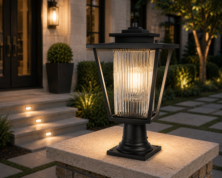 10 Inch Outdoor Post Light In Black - View 2 - Joshua Marshal