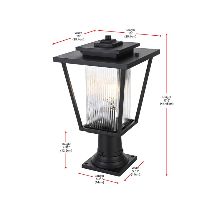 10 Inch Outdoor Post Light In Black - View 6 - Joshua Marshal
