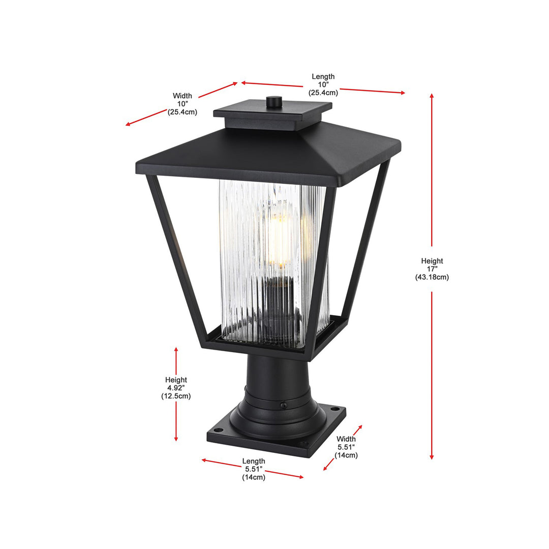 10 Inch Outdoor Post Light In Black - View 5 - Joshua Marshal