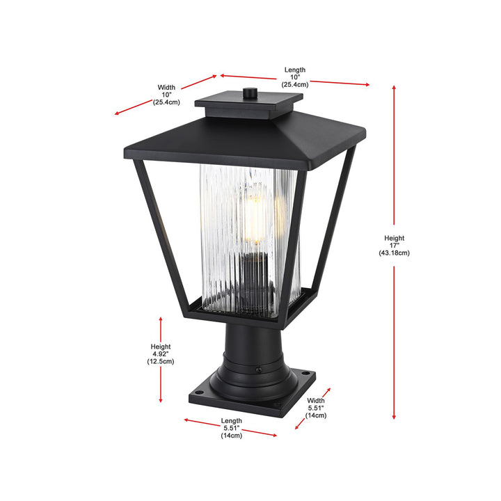 10 Inch Outdoor Post Light In Black - View 5 - Joshua Marshal