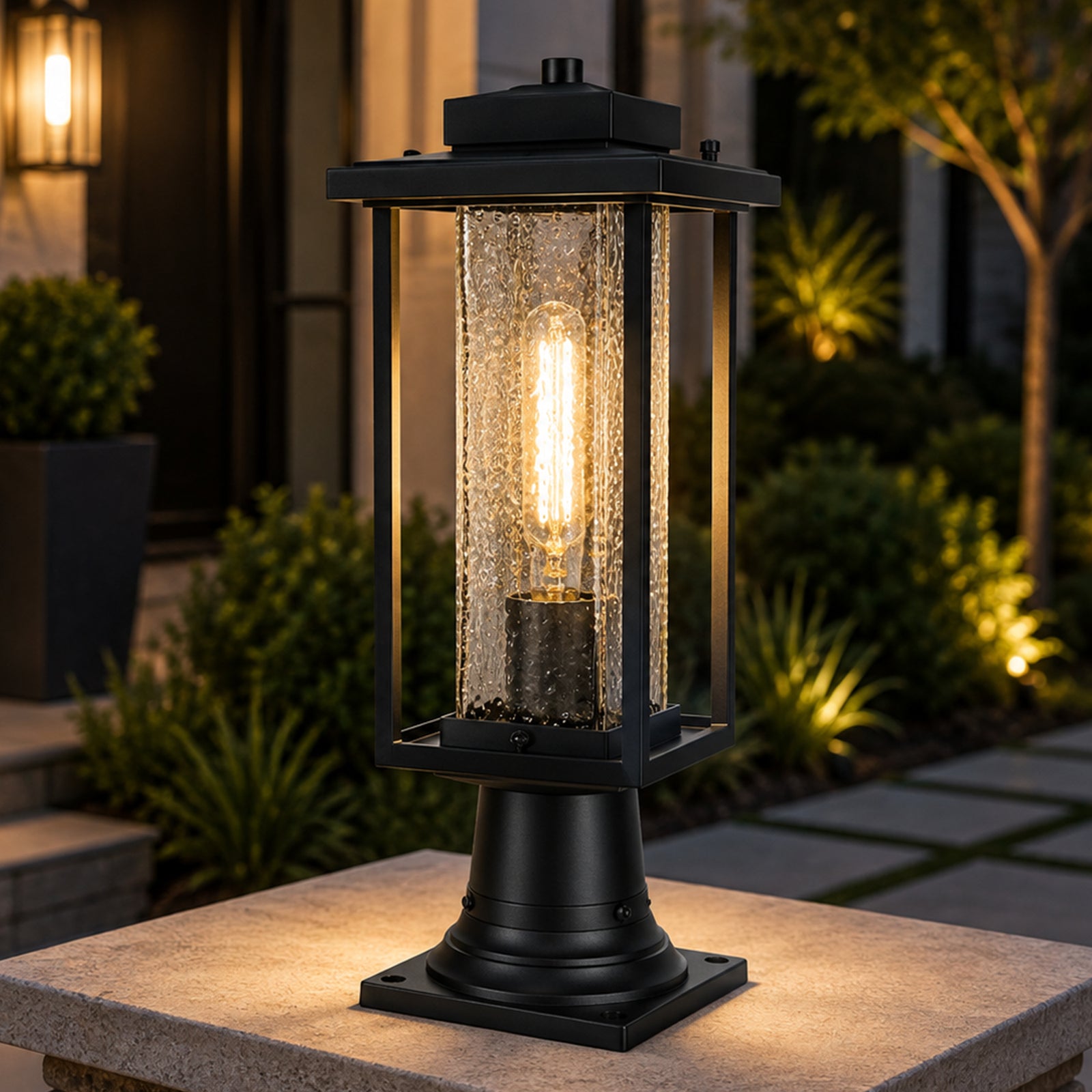 7 Inch Outdoor Post Light In Black Black Finish - LIGHTING by Joshua Marshal