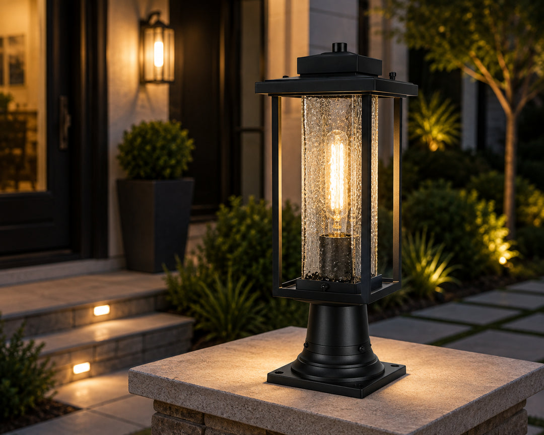 7 Inch Outdoor Post Light In Black - View 2 - Joshua Marshal