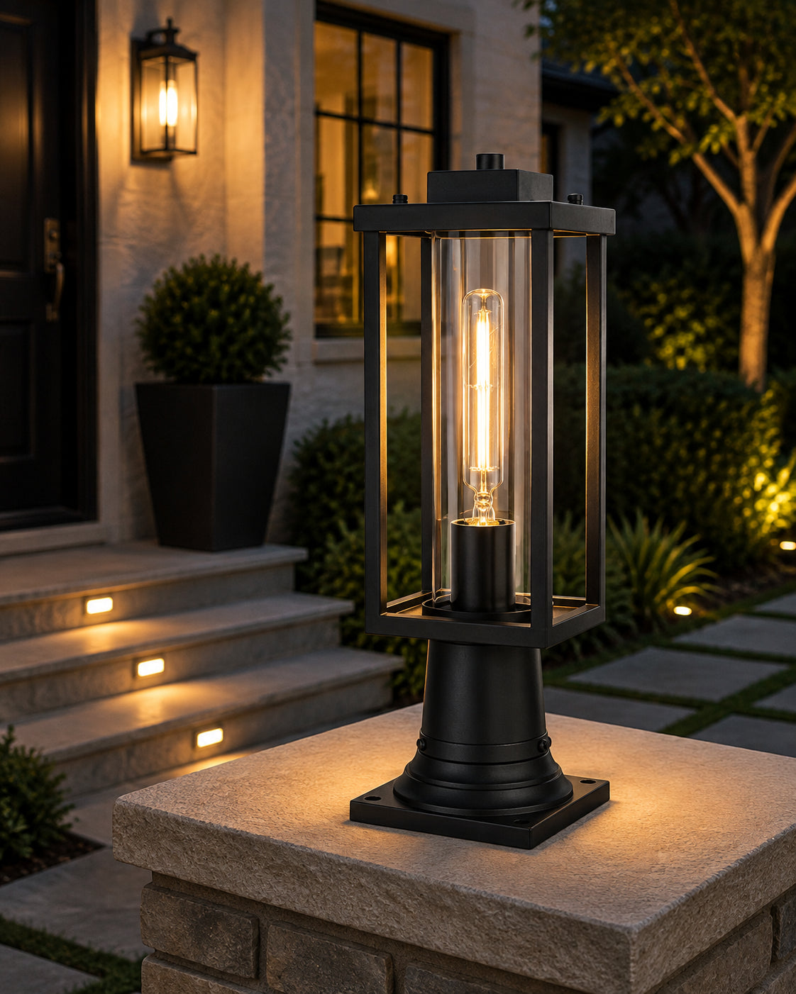 6 Inch Outdoor Post Light In Black - View 2 - Joshua Marshal