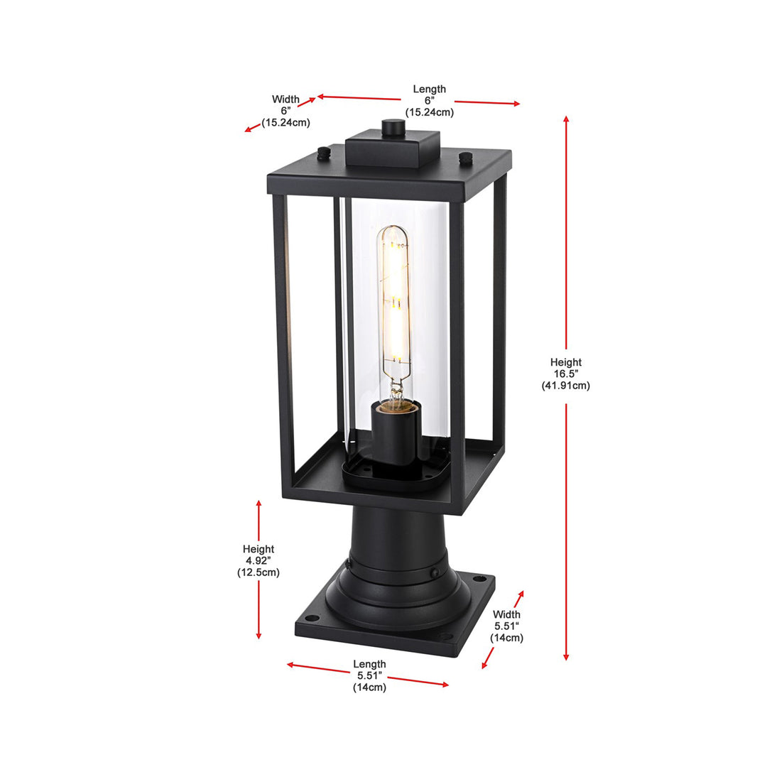 6 Inch Outdoor Post Light In Black - View 6 - Joshua Marshal
