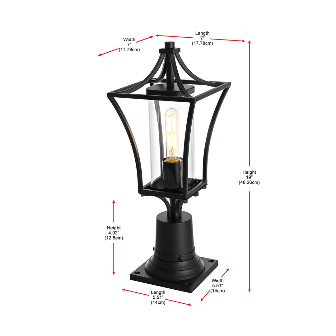 7 Inch Outdoor Post Light In Black - View 6 - Joshua Marshal
