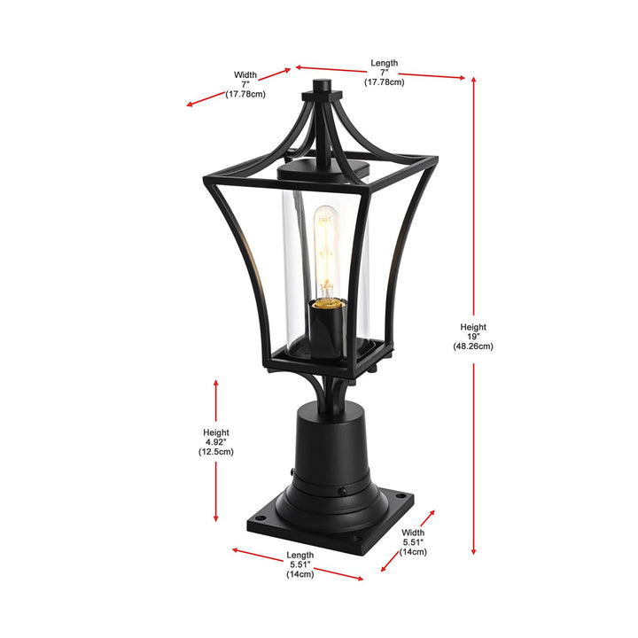 7 Inch Outdoor Post Light In Black - View 6 - Joshua Marshal