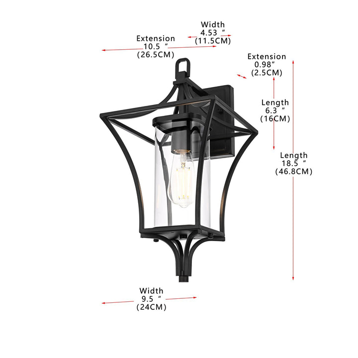9.5 Inch Outdoor Wall Sconce In Black - View 6 - Joshua Marshal