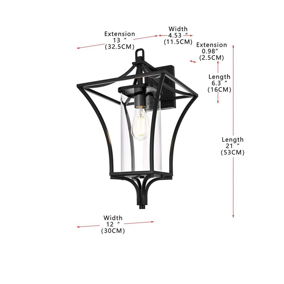 12 Inch Outdoor Wall Sconce In Black - View 5 - Joshua Marshal
