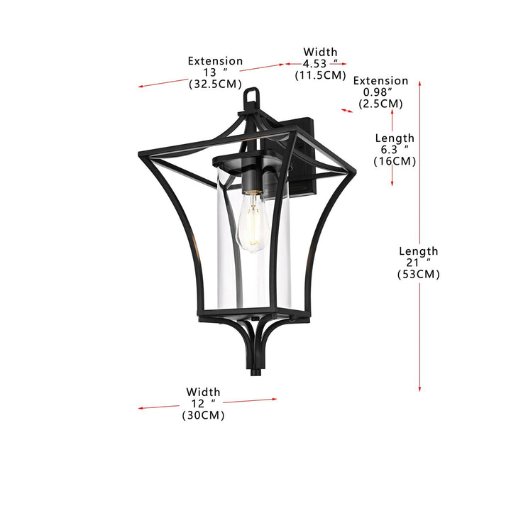 12 Inch Outdoor Wall Sconce In Black - View 5 - Joshua Marshal
