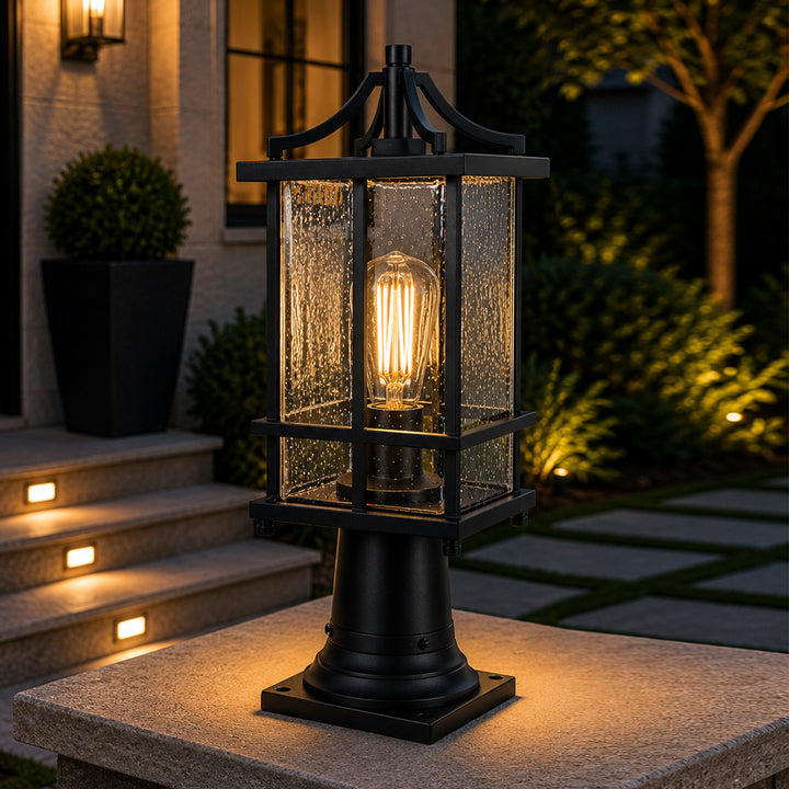 7 Inch Outdoor Post Light In Black Black Finish - LIGHTING by Joshua Marshal