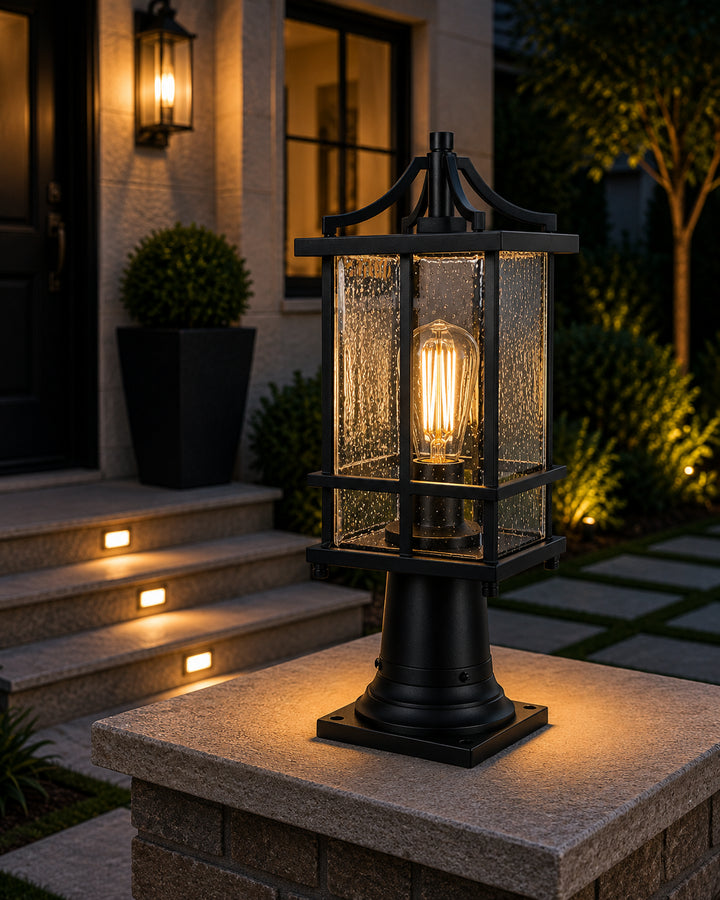 7 Inch Outdoor Post Light In Black - View 2 - Joshua Marshal