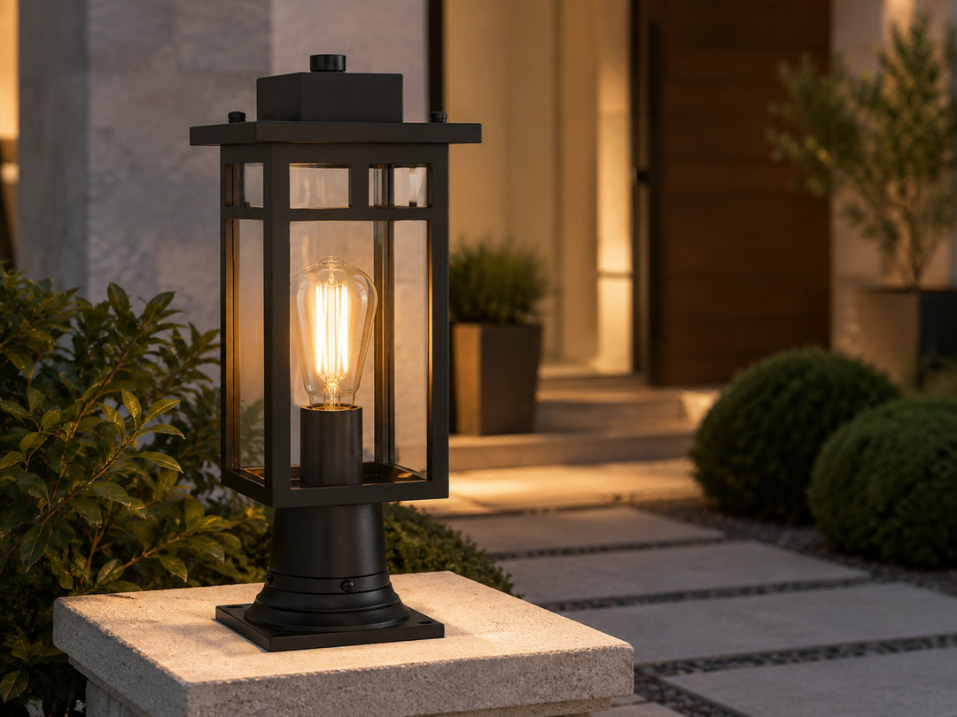 6.5 Inch Outdoor Post Light In Black - View 2 - Joshua Marshal