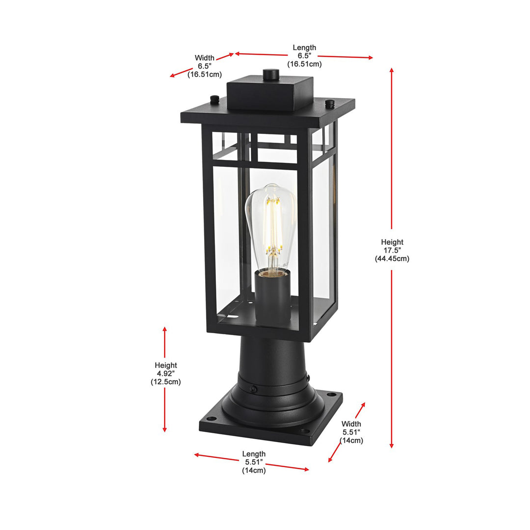 6.5 Inch Outdoor Post Light In Black - View 6 - Joshua Marshal