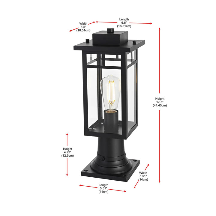 6.5 Inch Outdoor Post Light In Black - View 6 - Joshua Marshal