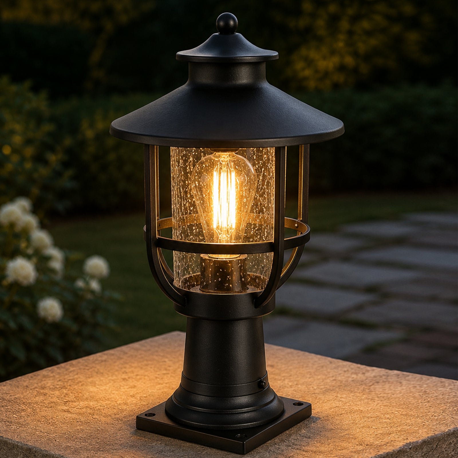 9 Inch Outdoor Post Light In Black Black Finish - LIGHTING by Joshua Marshal