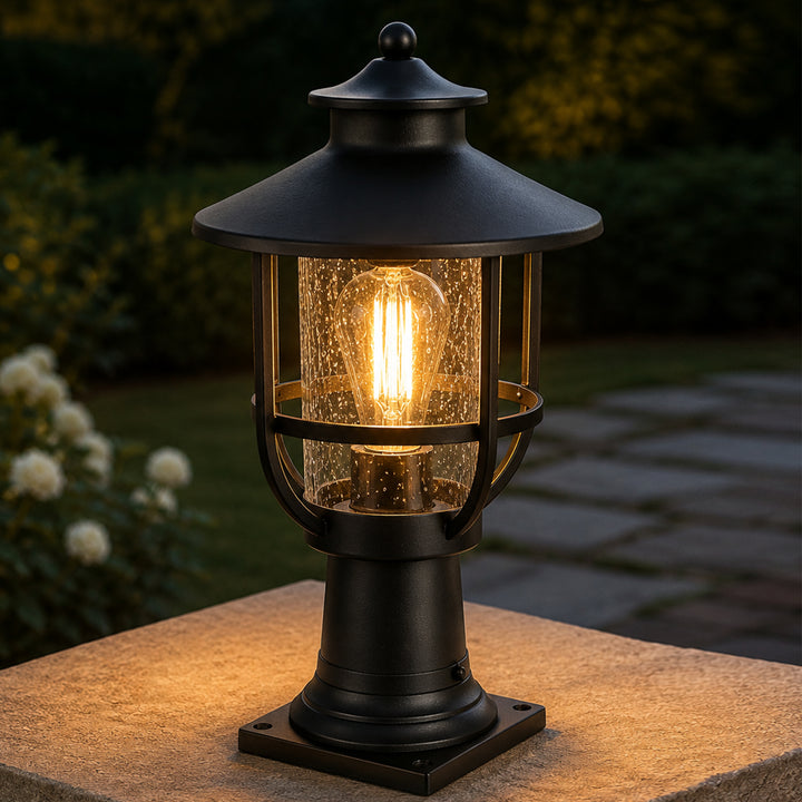 9 Inch Outdoor Post Light In Black Black Finish - LIGHTING by Joshua Marshal