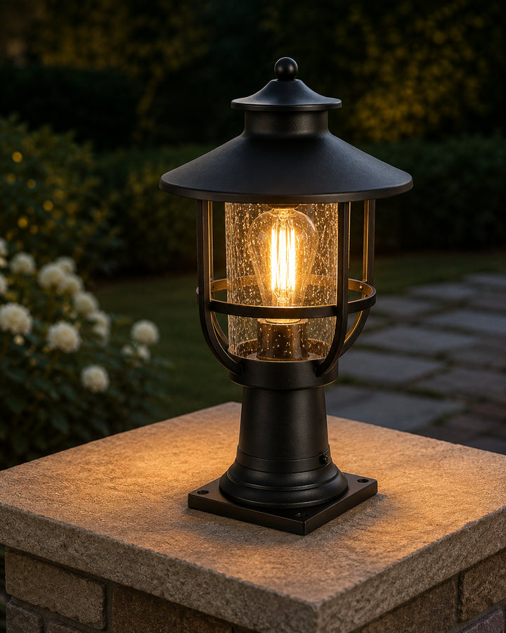9 Inch Outdoor Post Light In Black - View 2 - Joshua Marshal