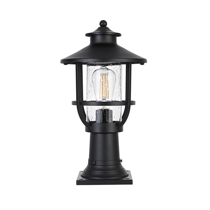 9 Inch Outdoor Post Light In Black - View 3 - Joshua Marshal