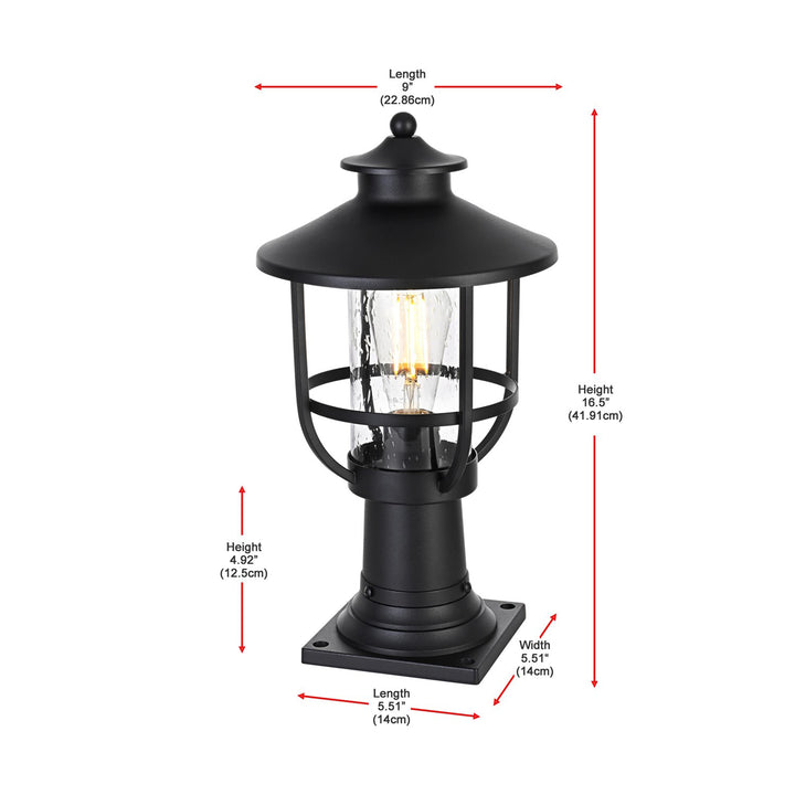 9 Inch Outdoor Post Light In Black - View 6 - Joshua Marshal