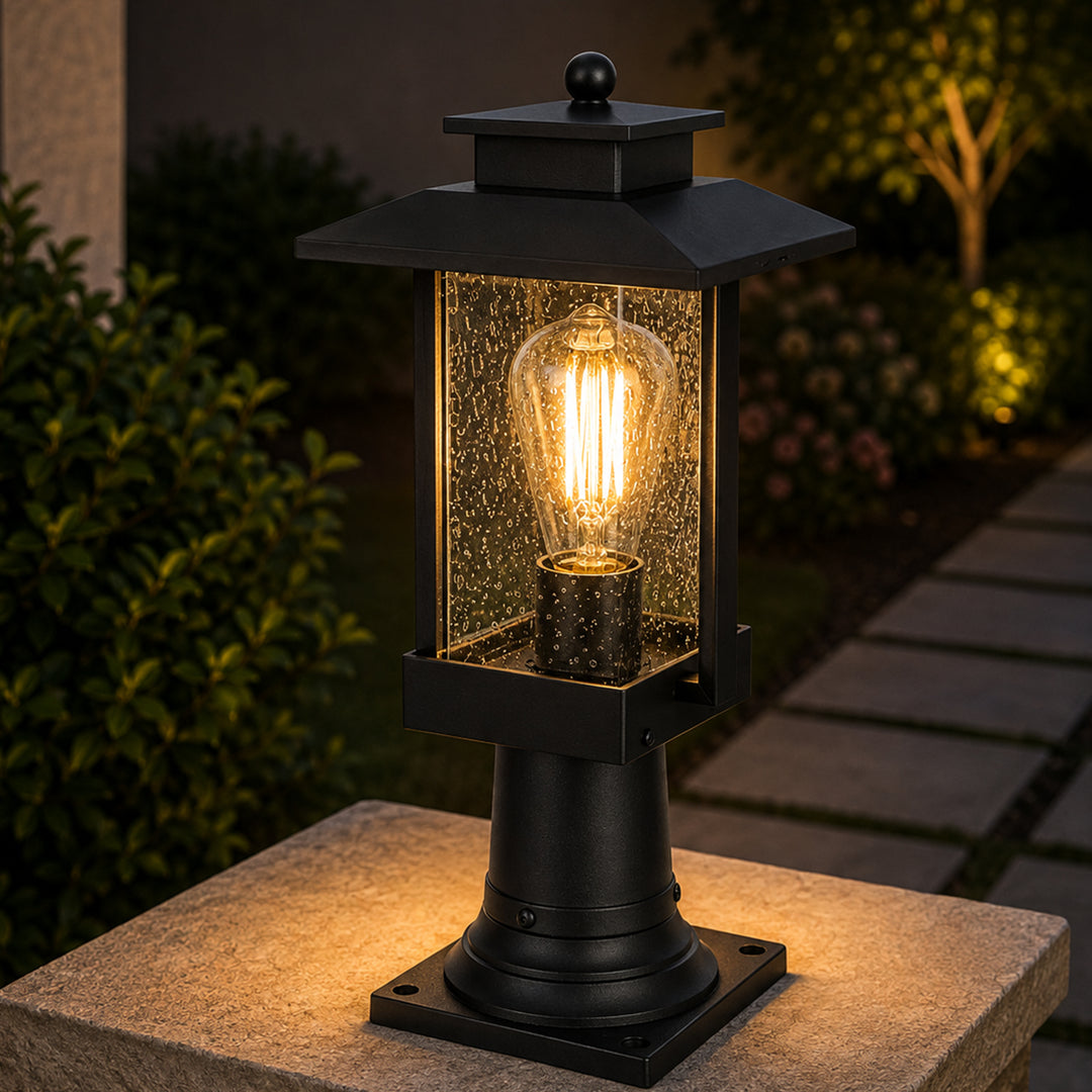 7 Inch Outdoor Post Light In Black Black Finish - LIGHTING by Joshua Marshal
