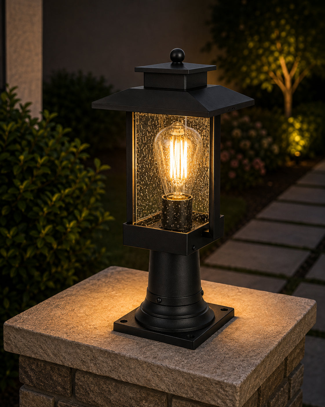 7 Inch Outdoor Post Light In Black - View 2 - Joshua Marshal