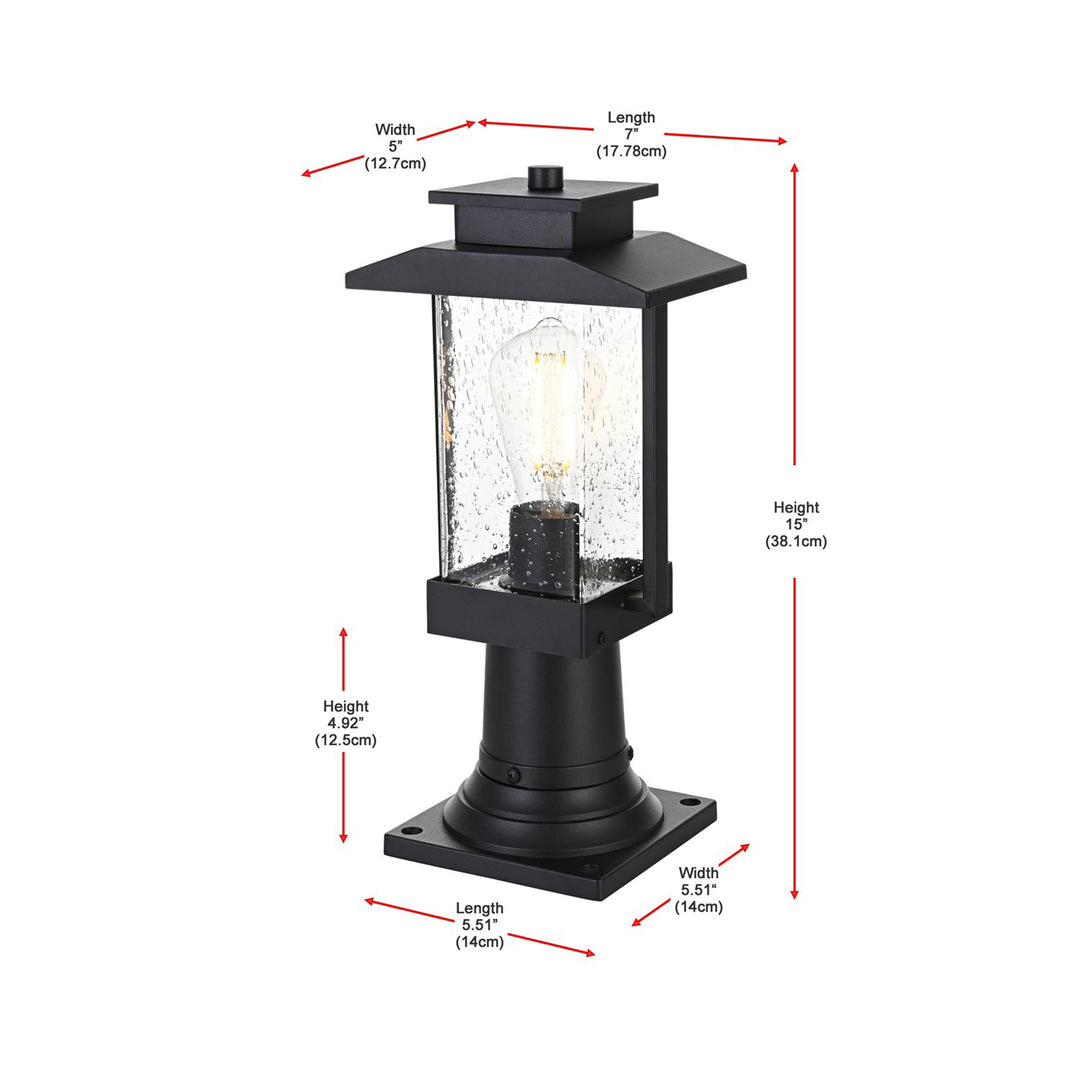 7 Inch Outdoor Post Light In Black - View 5 - Joshua Marshal