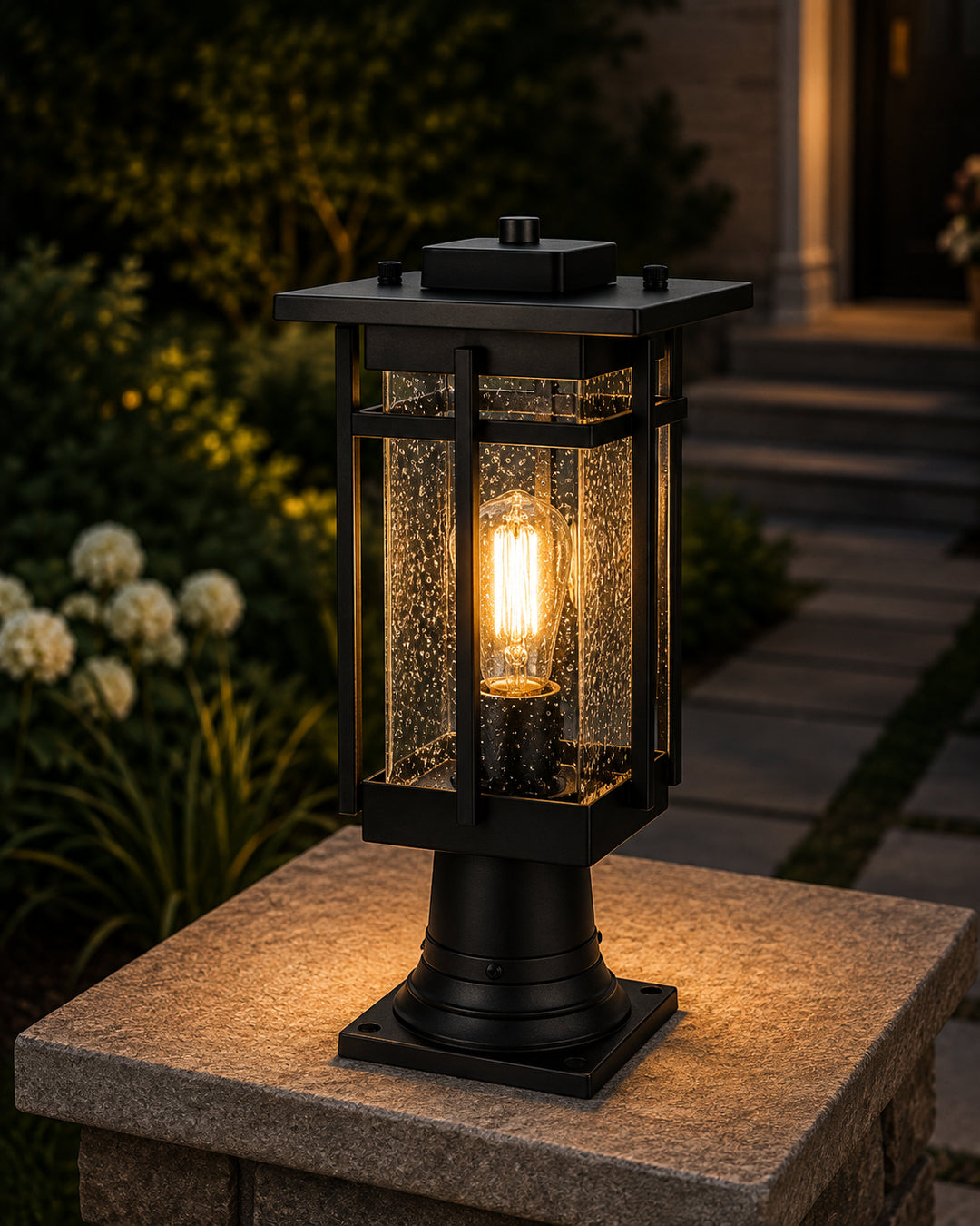 6.5 Inch Outdoor Post Light In Black - View 2 - Joshua Marshal